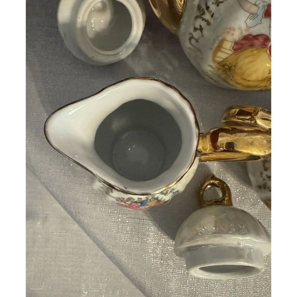 Porcelaine de Luxe A.D.P. Tea Set Teapot, Sugar, Creamer~ Courting Couple